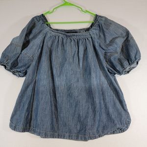 Lane Bryant Chambray/lightweight Denim short sleeve top Size 22